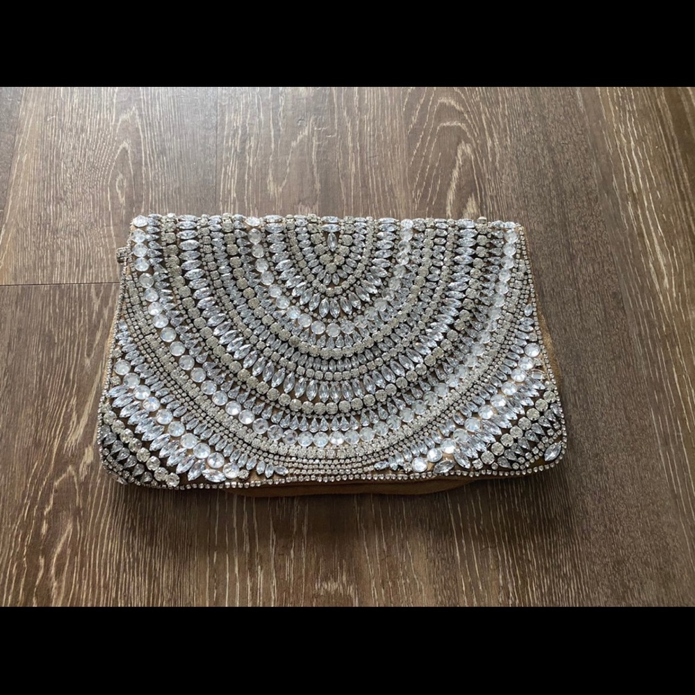Bebe Rhinestone Beaded Clutch